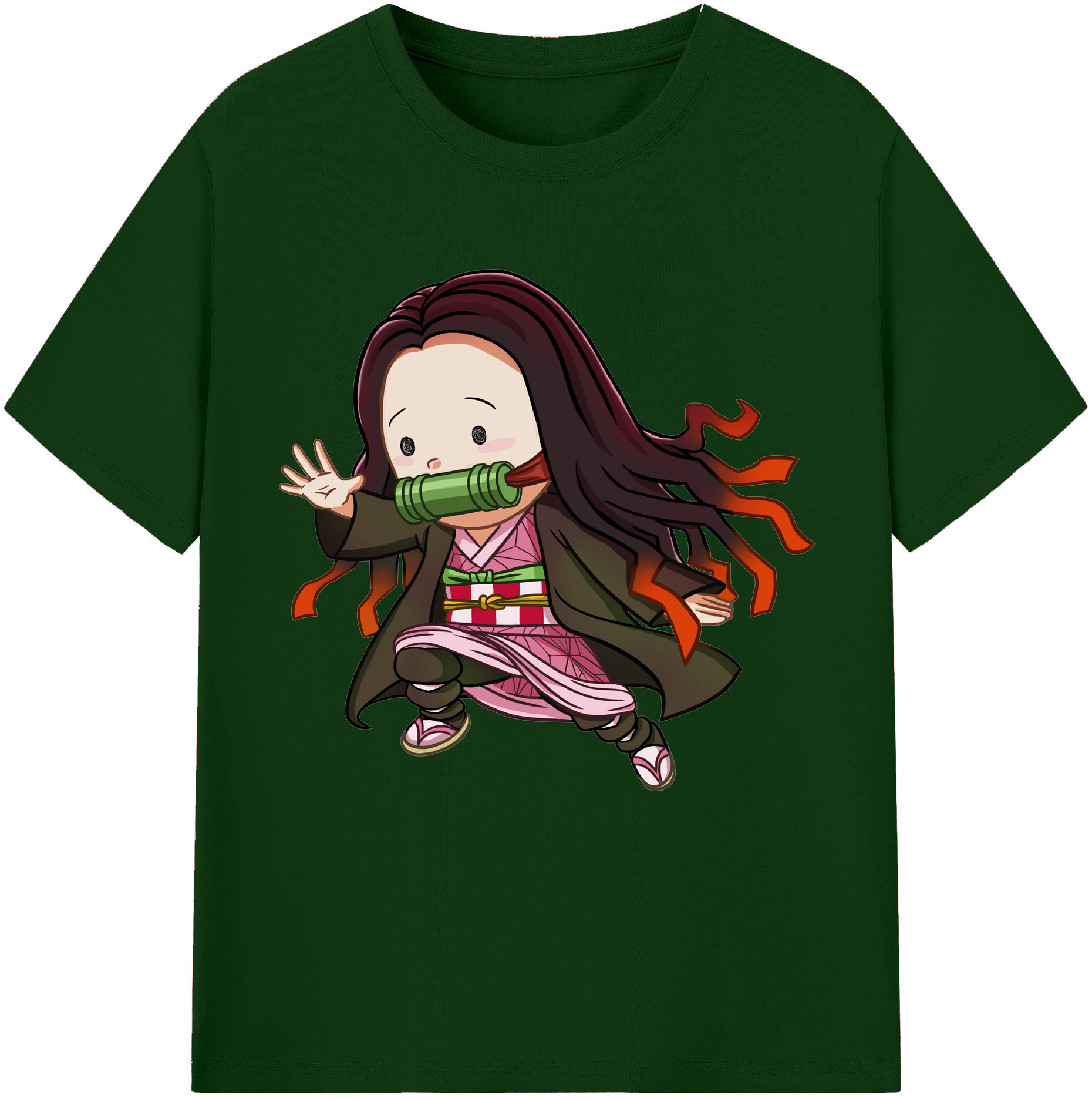 （画像用） 鬼滅の刃（きめつのやいば）竈門 禰󠄀豆子／かまど ねずこ Kamado Nezuko 綿100％半袖Tシャツ（フロントプリント）